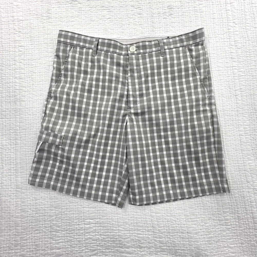 Greg Norman Golf Shorts Men's 34 Grey Checkered Slim Fit 9